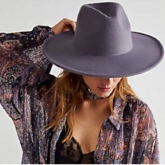 Free People Cream Wide-Brim Hat Felt Accessory - Picture 2 of 5